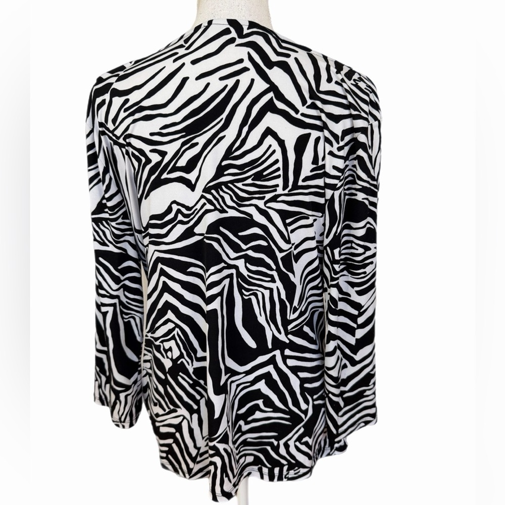 Jones New York Top Black/white Missing Size Tag See Descrip 3/4 Sleeve Tie Side - Picture 5 of 7